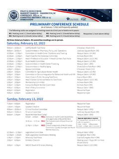 PRELIMINARY CONFERENCE SCHEDULE