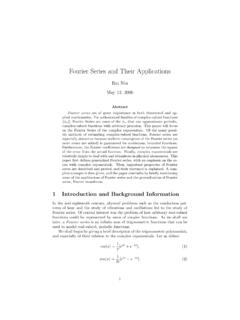 Fourier Series and Their Applications