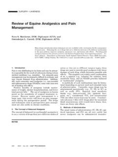 Review of Equine Analgesics and Pain Management