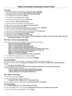 Confirmation Examination Answer Sheet - Small Catechism.org