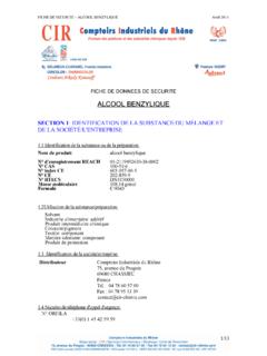ALCOOL BENZYLIQUE - cir-chimie.com