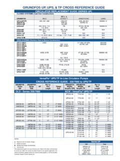 GRUNDFOS UP, UPS, &amp; TP CROSS REFERENCE GUIDE
