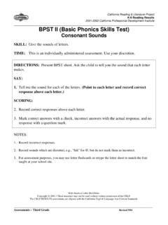 BPST II (Basic Phonics Skills Test) - Pacific Elementary School