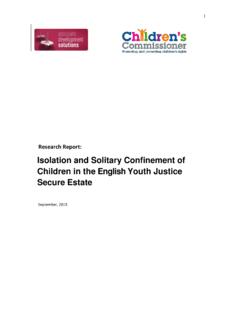 Isolation and Solitary Confinement of Children in the ...
