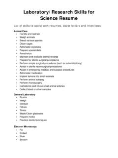Laboratory/Research Skills for Science Resume