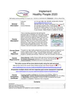 Implement Healthy People 2020 - Health Education …
