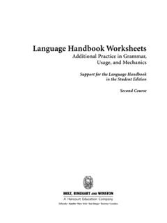 Language Handbook Worksheets - Tutoring by Diane