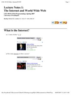 Lecture Notes 1: The Internet and World Wide Web
