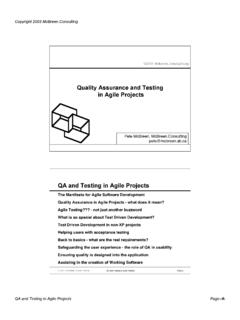 Quality Assurance and Testing in Agile Projects
