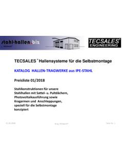 KATALOG HALLEN-TRAGWERKE aus IPE-STAHL Preisliste 01/2018