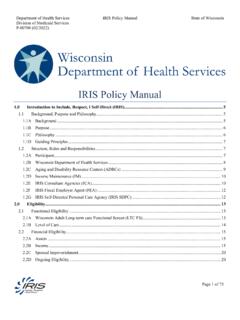 IRIS Policy Manual - Wisconsin Department of Health …