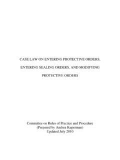 CASE LAW ON ENTERING PROTECTIVE ORDERS, ENTERING …