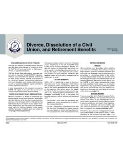 Divorce, Dissoution of a Civi Union an Retireent Benefits