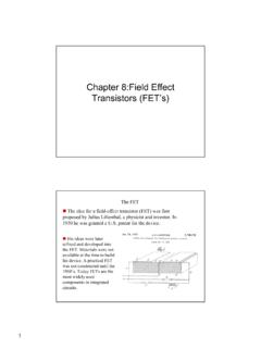 Chapter 8:Field Effect Transistors (FET’s)
