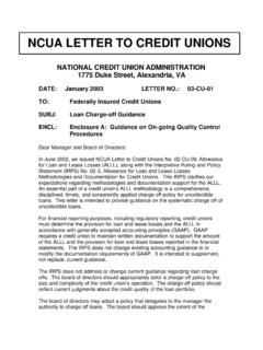NCUA LETTER TO CREDIT UNIONS