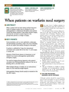 When patients on warfarin need surgery - Zunis