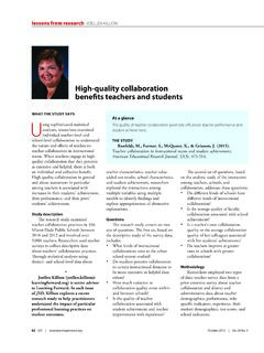 High-quality collaboration benefits teachers and students
