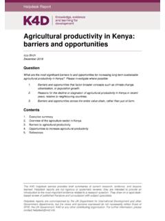 Agricultural productivity in Kenya: barriers and opportunities