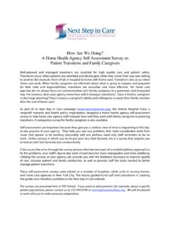 How Are We Doing? A Home Health Agency ... - Next Step in …