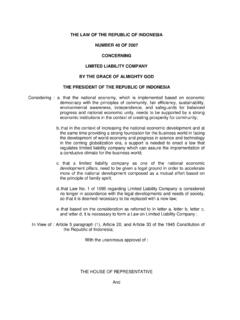Company Law Indonesia Law No. 40 of 2007 on Limited ...