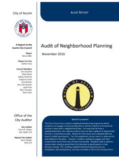 A Report to the Audit of Neighborhood Planning