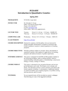 PCB 6555 Introduction to Quantitative Genetics