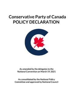 Conservative Party of Canada POLICY DECLARATION
