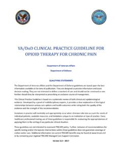 VA/DoD CLINICAL PRACTICE GUIDELINE FOR OPIOID …