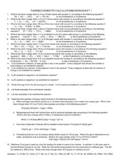 THERMOCHEMISTRY CALCULATIONS WORKSHEET 1