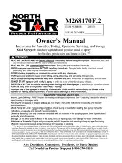 Product Manual for NorthStar Chemical Sprayer - Northern …