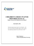 CHILDREN’S CHOICE WAIVER PROVIDER MANUAL