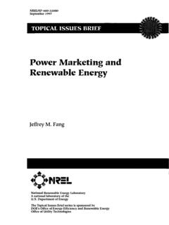 Power Marketing and Renewable Energy - NREL