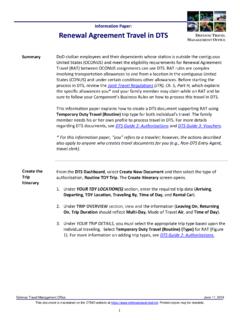 Information Paper: Renewal Agreement Travel in …