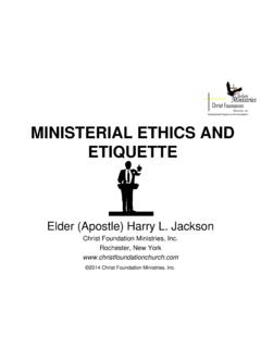 MINISTERIAL ETHICS AND ETTIQUETTE