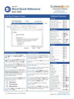 Microsoft Word Quick Reference - CustomGuide