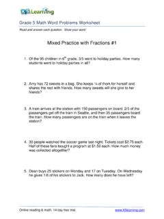 Mixed Practice with Fractions #1 - k5learning.com