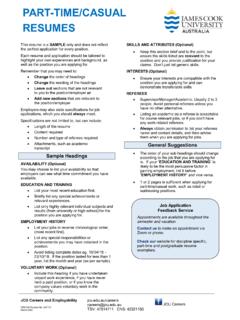 PART-TIME/CASUAL RESUMES - James Cook University