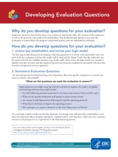 Developing Evaluation Questions