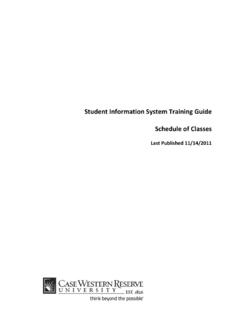 Student Information System Training Guide Schedule of Classes