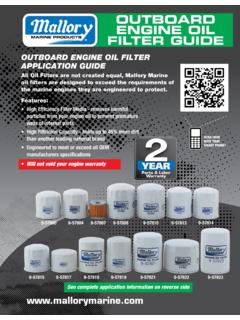OUTBOARD ENGINE OIL FILTER APPLICATION …