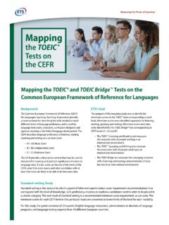 Mapping the TOEIC Tests on the CEFR - ETS Home