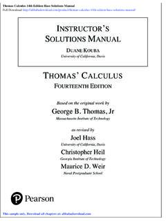 Thomas Calculus 14th Edition Hass Solutions Manual