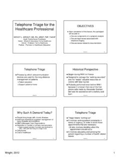 Telephone Triage for the OBJECTIVES Healthcare …