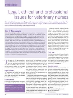 Legal, ethical and professional issues for veterinary nurses
