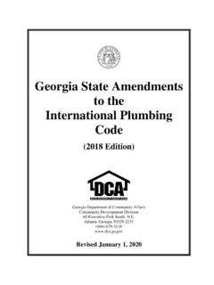 Georgia State Amendments to the International Plumbing Code
