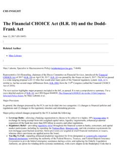 The Financial CHOICE Act (H.R. 10) and the Dodd-Frank Act