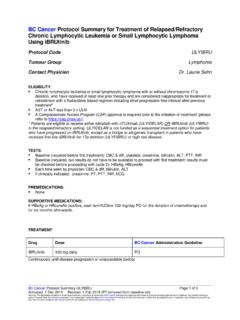 BC Cancer Protocol Summary for Treatment of Relapsed ...