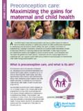 Preconception care: Maximizing the gains for maternal and ...