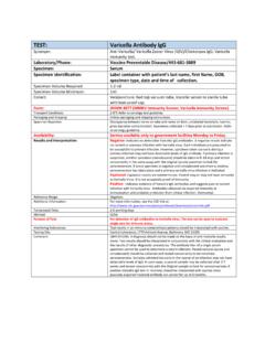 TEST: Varicella Antibody IgG - Maryland.gov Enterprise ...