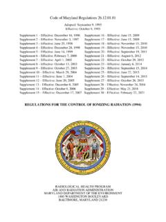 Code of Maryland Regulations 26.12.01